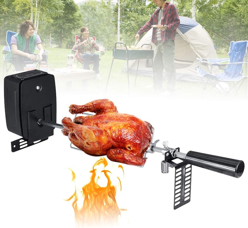 Rotisserie Kit, Heavy Duty Stainless Steel Universal Complete Grill Rotisserie Kit with Electric Motor for BBQ Spit Rod Meat Forks