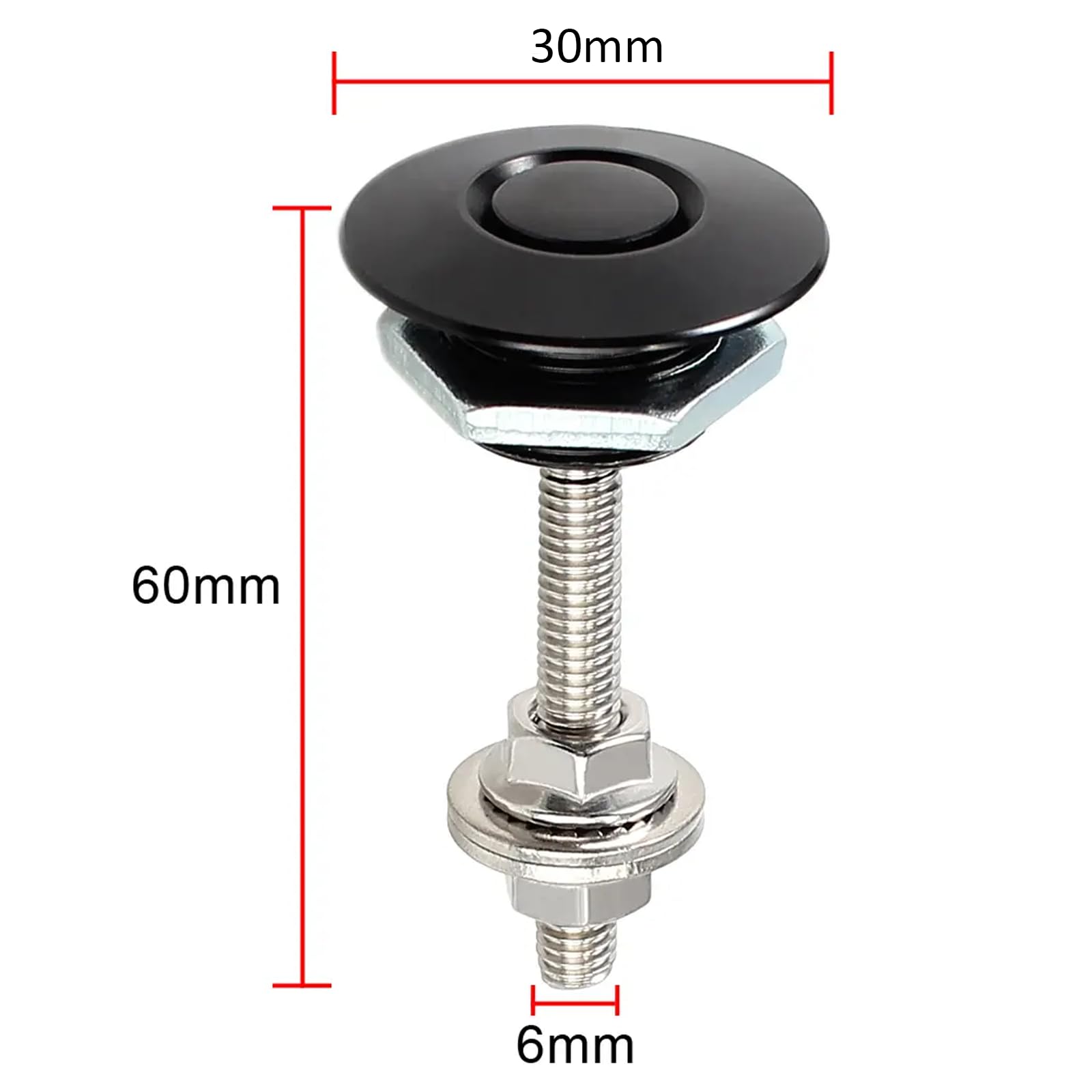 Anhoer 4 pezzi paraurti chiusura a sgancio rapido universale in alluminio per cofano auto perni cofano paraurti cofano perni 30mm rilascio pulsante di blocco kit clip cofano chiusura rapida targa clip