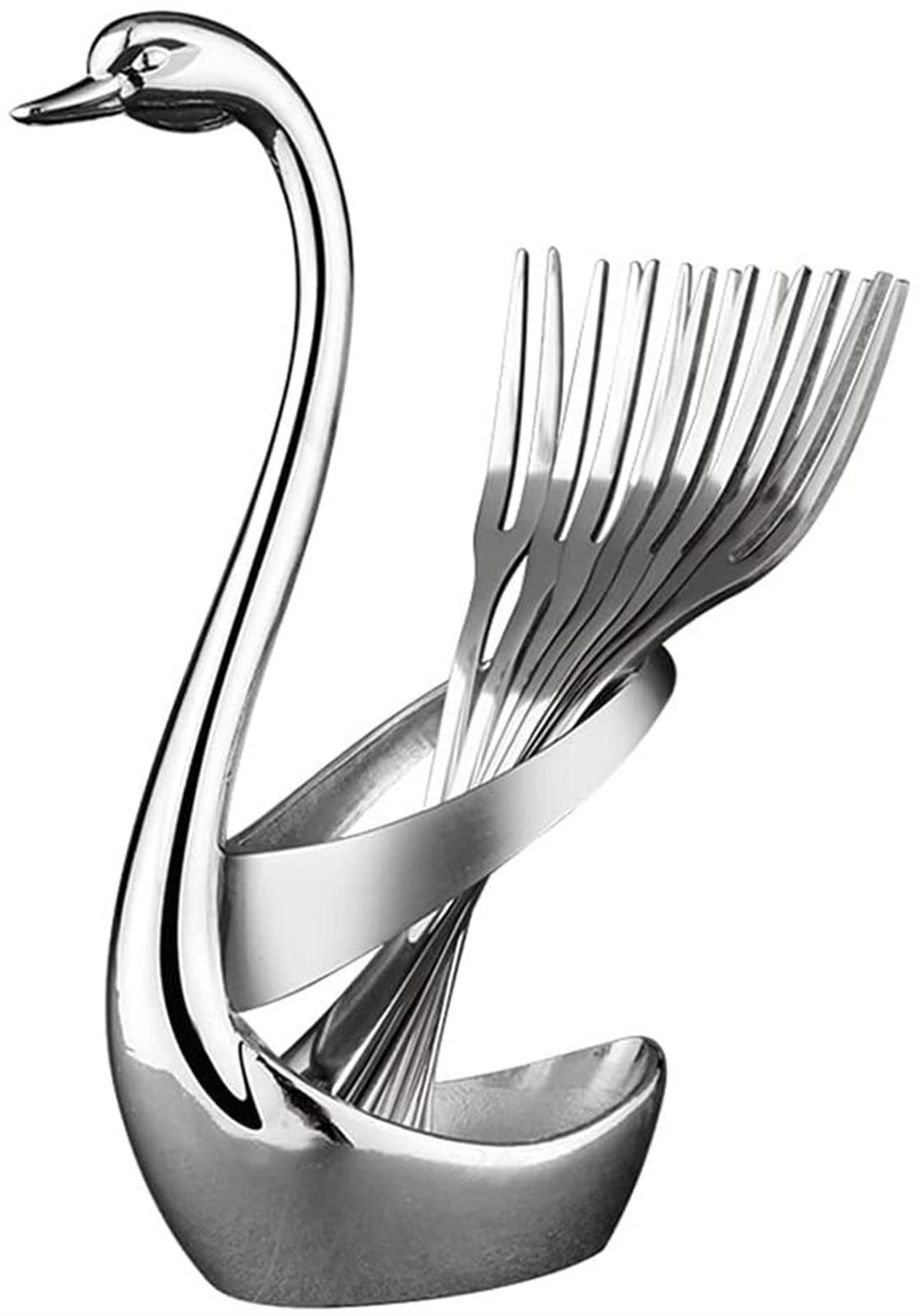 Cucharas De Mesa Tanquillas de acero inoxidable 8 piezas, conjunto cubiertos creativos Cygnus, for la cocina for el hogar Forks ensalada, horquillas postre Sopa Antigoteo Servir