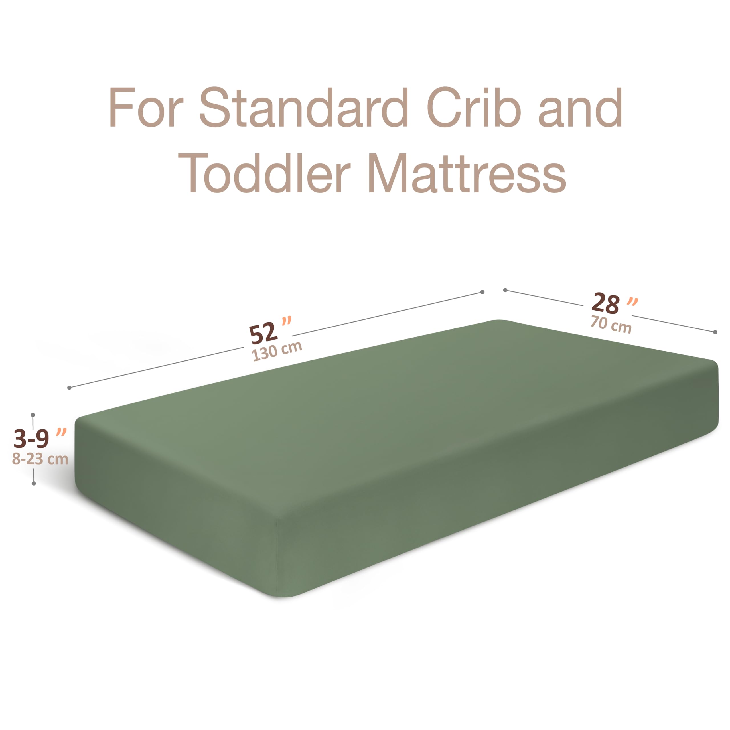 Lenzuolo per culla organico, 100% cotone, lenzuolo standard per culla (132 x 71 cm), lenzuolo con angoli per culla per bambine e ragazzi, colore neutro (foglie 3D verde)