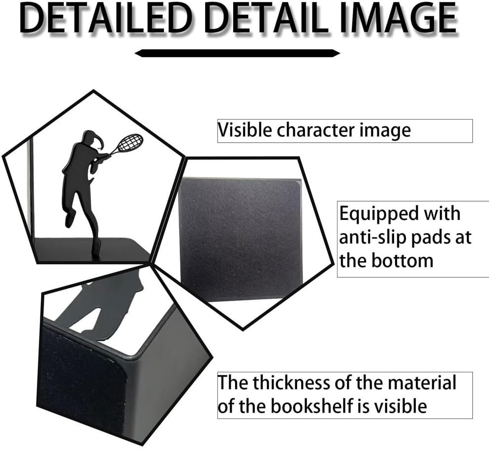 ATYRE Sports Book Ends Creative Hidden Heavy Duty Metal Bookends for Shelves Decorative Book Holder Book Stand for Book Lovers Gift 2PCS