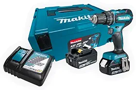 MAKITA Parafusadeira Furadeira Impacto DHP485RF1J Brushless Alto Torque p/Perfuração e Aperto c/Makpac Carregador e Bat 3Ah - Original
