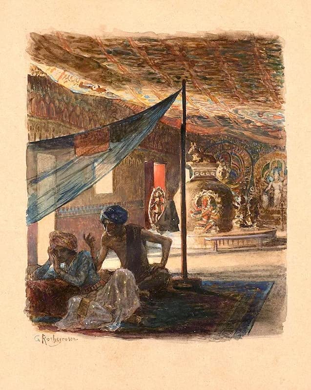Peinture sur toile Georges Antoine Rochegrosse temple de Shiva poster 58x90cm