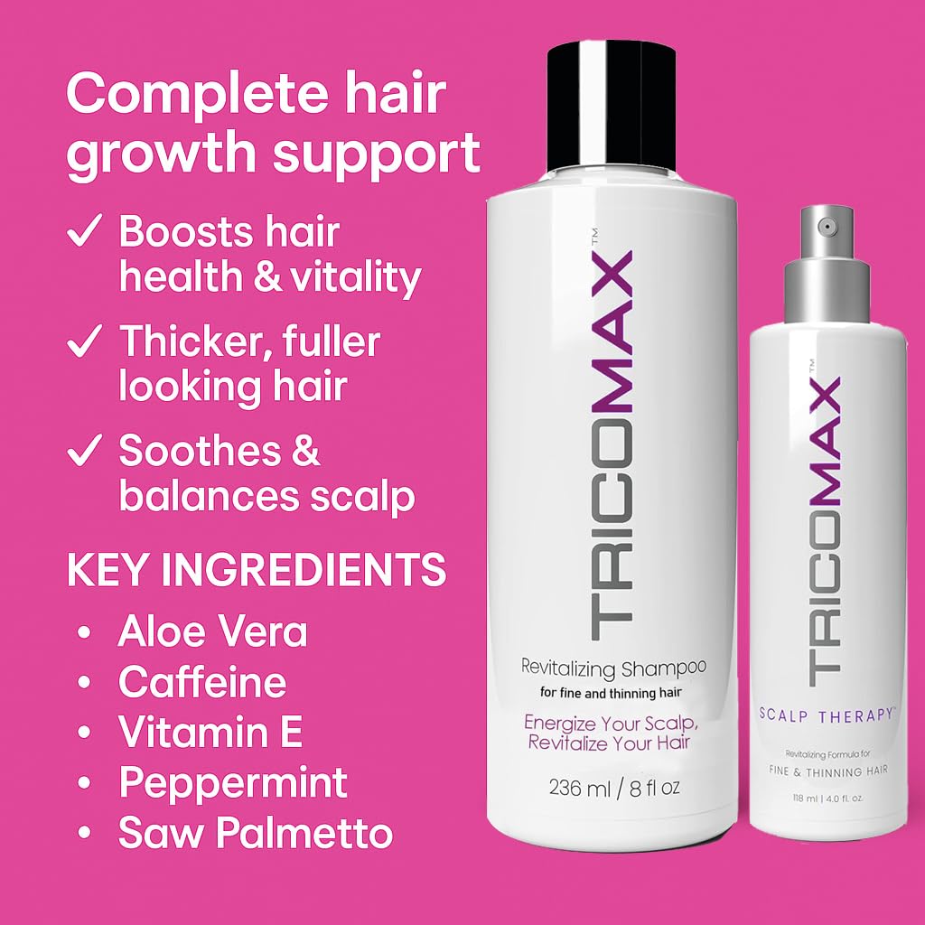 Tricomax™ Revitalizing Shampoo with Pure Hemp Seed Oil + TricoMax™ Stimulating Lotion | Hair Loss Treatment for Men and Women