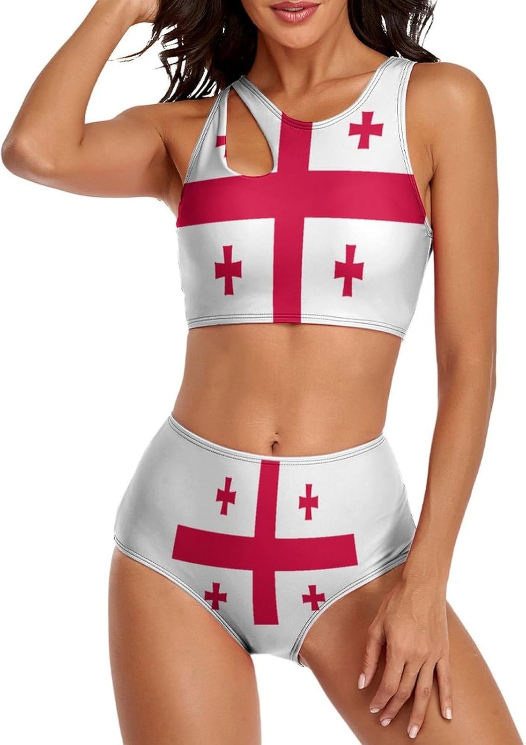 Womens 2 Piece Bikini Swimsuits Greece Flag Retro Low Back Bathing Suits Bikini Two-Piece Swimsuits for Womens