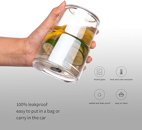 Miniatura 4 de BLUEPOLAR Vaso de agua de 13 oz13.5 fl oz, tazas de café helado con popote y tapa sellada, taza de café de vidrio para té helado, taza de vidrio con