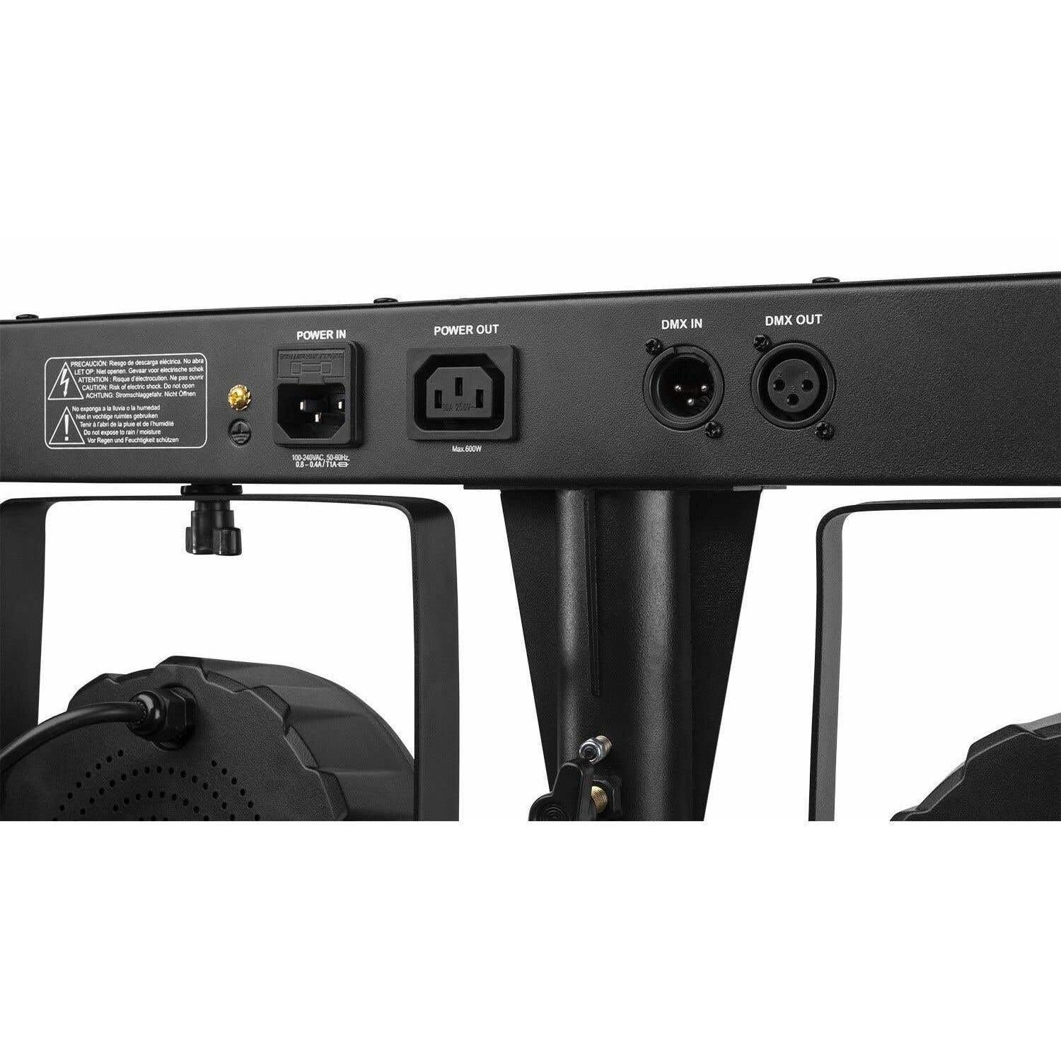 BeamZ Showbar FREE - Partybar Lichtanlage LED Bar DMX Disco Licht Party Lichter Discolicht Partylicht mit 2x PAR-Spots, 2x Derby-Lichteffekten und LED Strobo mit Fernbedienung und Tasche