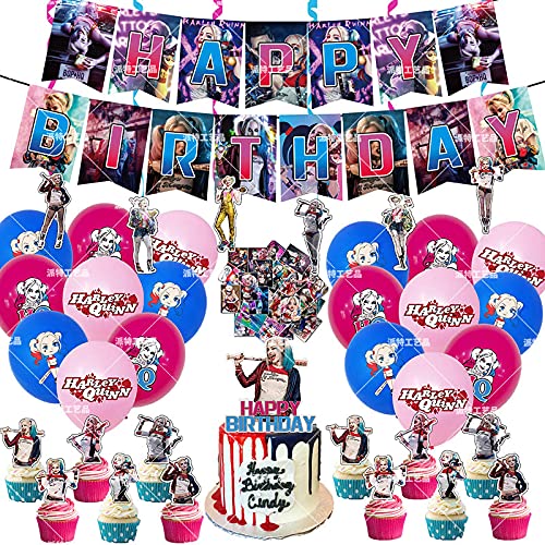 shengping Globos De CumpleañOs De Fiesta TemáTica De Harley Quinn De Dibujos Animados Tirar...
