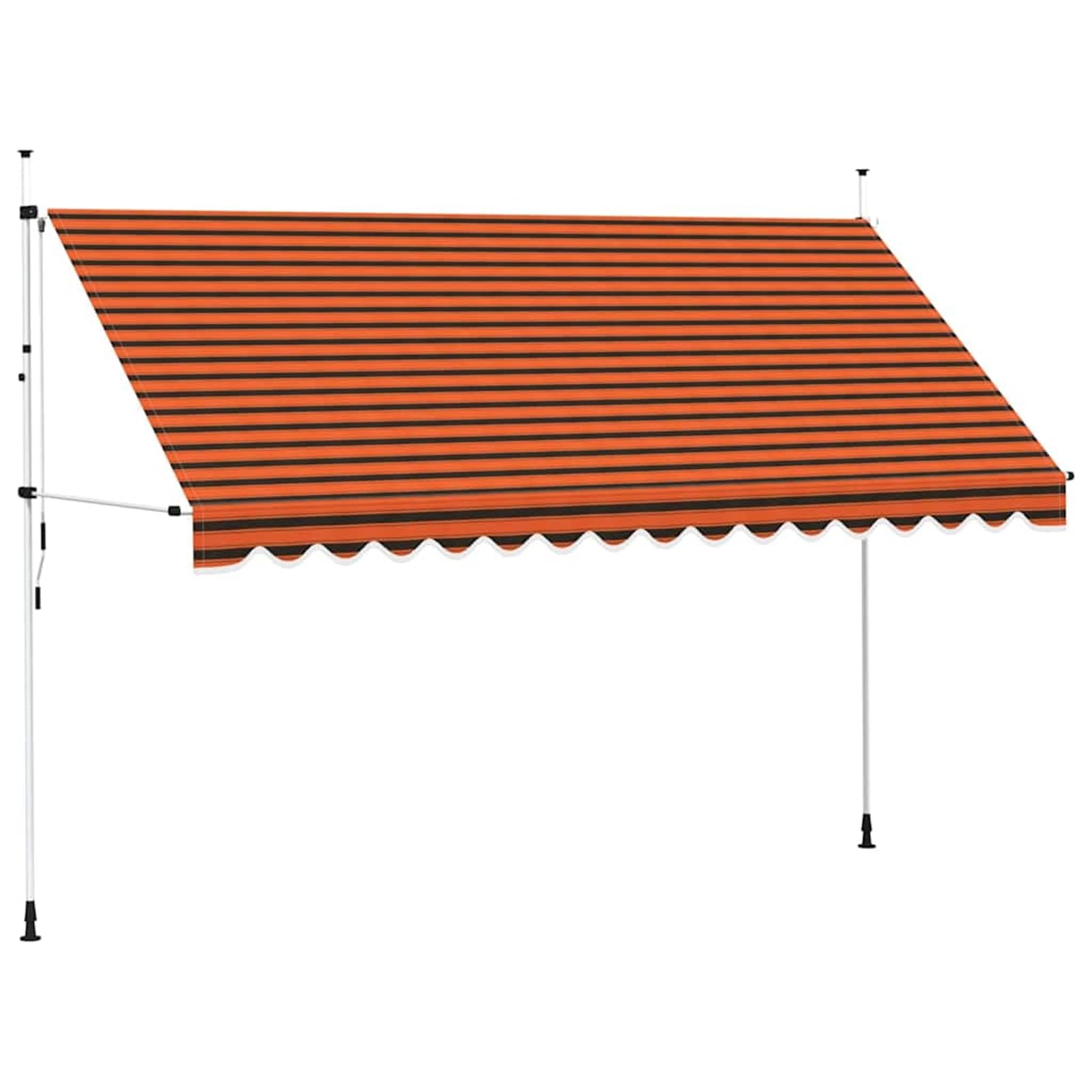 Wysuwana markiza balkonowa, obsługiwana ręcznie, 400 cm, pomarańczowa i brązowa, bez wiercenia, z korbą ręczną, aluminiowa markiza odporna na promieniowanie UV, regulacja wysokości i działanie