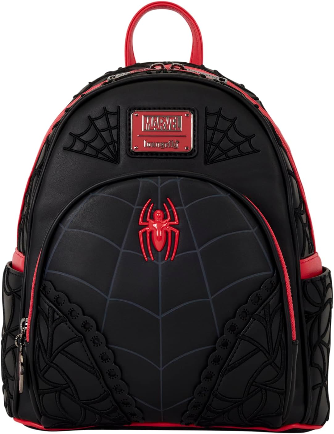 Loungefly Marvel: Spider-Man - Web - 3D Embroidered Mini Backpack with Zipper Charm - Collectible Bags