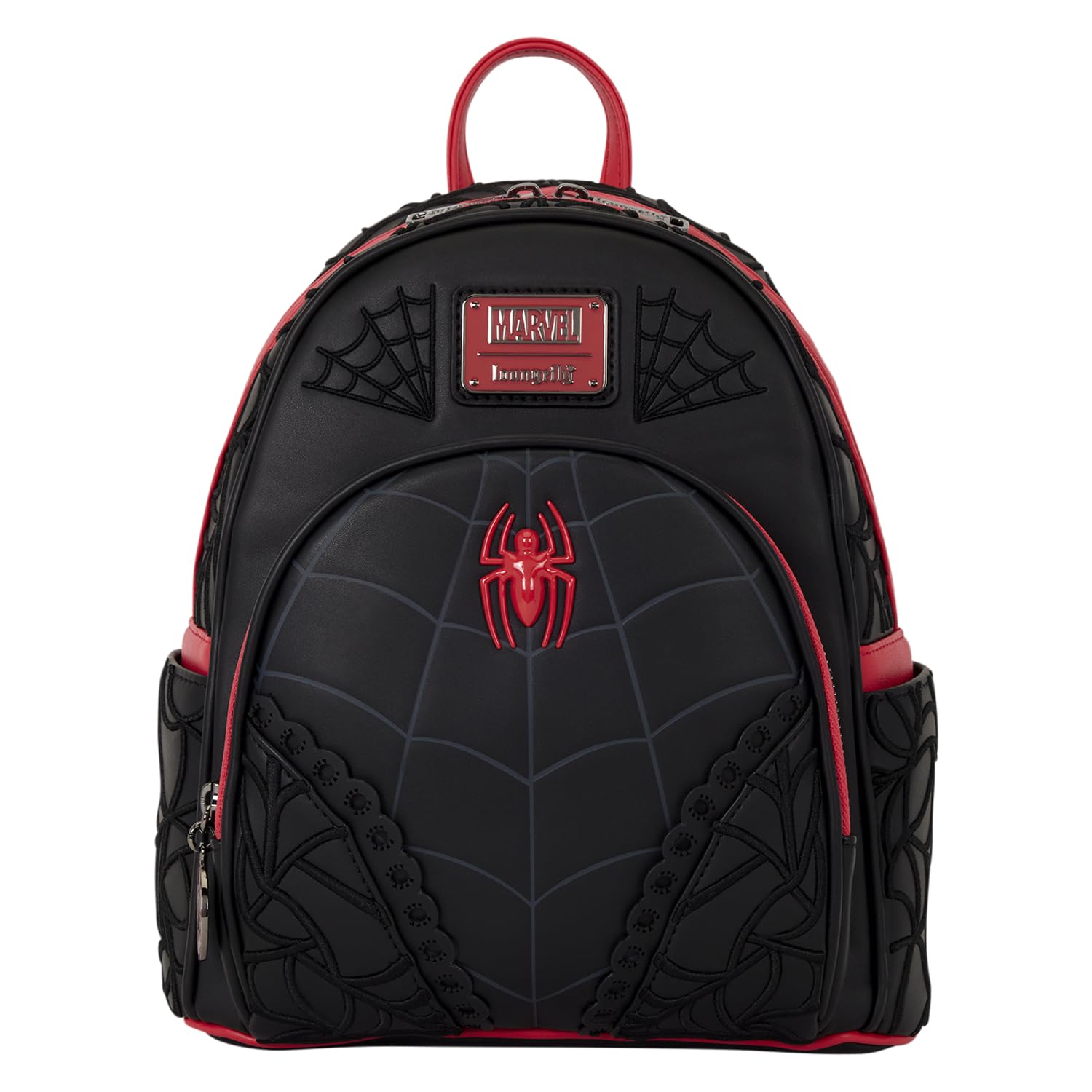 Loungefly Marvel: Spider-Man – Web – Mini-Rucksack mit 3D-Stickerei mit Reißverschluss – Sammeltaschen