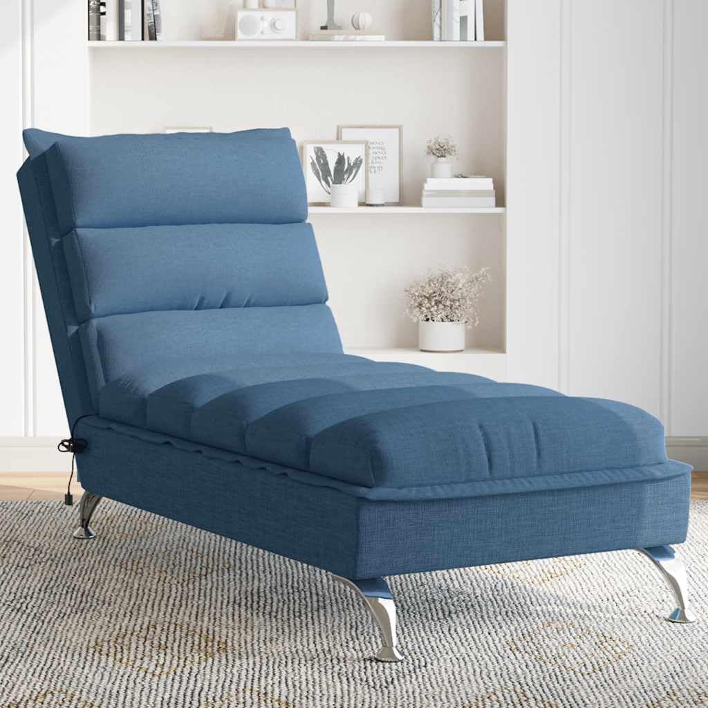 Chaise longue de massage à 4 points et coussin en tissu bleu respirant