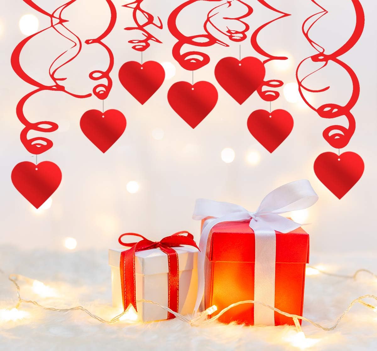 36PCS Heart Decorations Hanging Swirls - Valentines Day Party Supplies Favors Ceiling Decor
