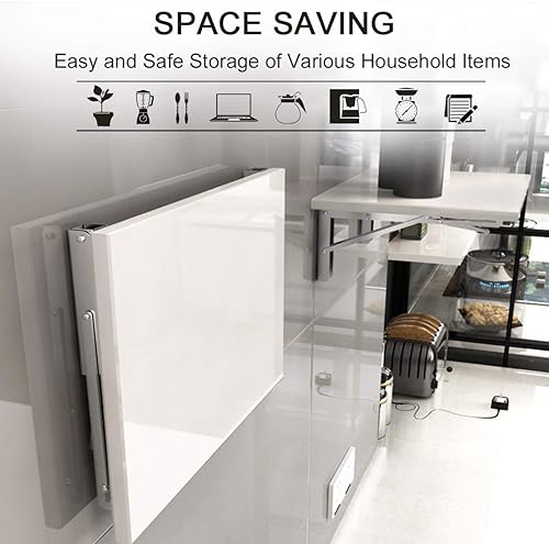 Miniatura 29 de YUMORE Soportes de estante plegables de 24 pulgadas, carga máxima: 330 libras de acero inoxidable resistente soporte de estante plegable para mesa