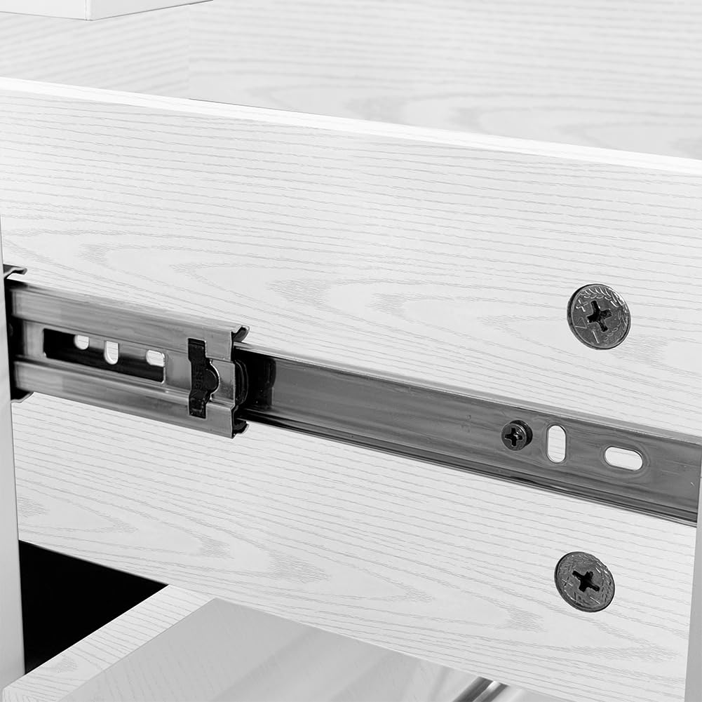 Shally Dogan Cassettiera Mobile Base per Cucina con 4 Cassetti Design Boiserie, Mobiletto Componibile con Struttura in Legno Solida e Resistente, Organizer 40 x 50 x 85H cm (Bianco Frassinato)