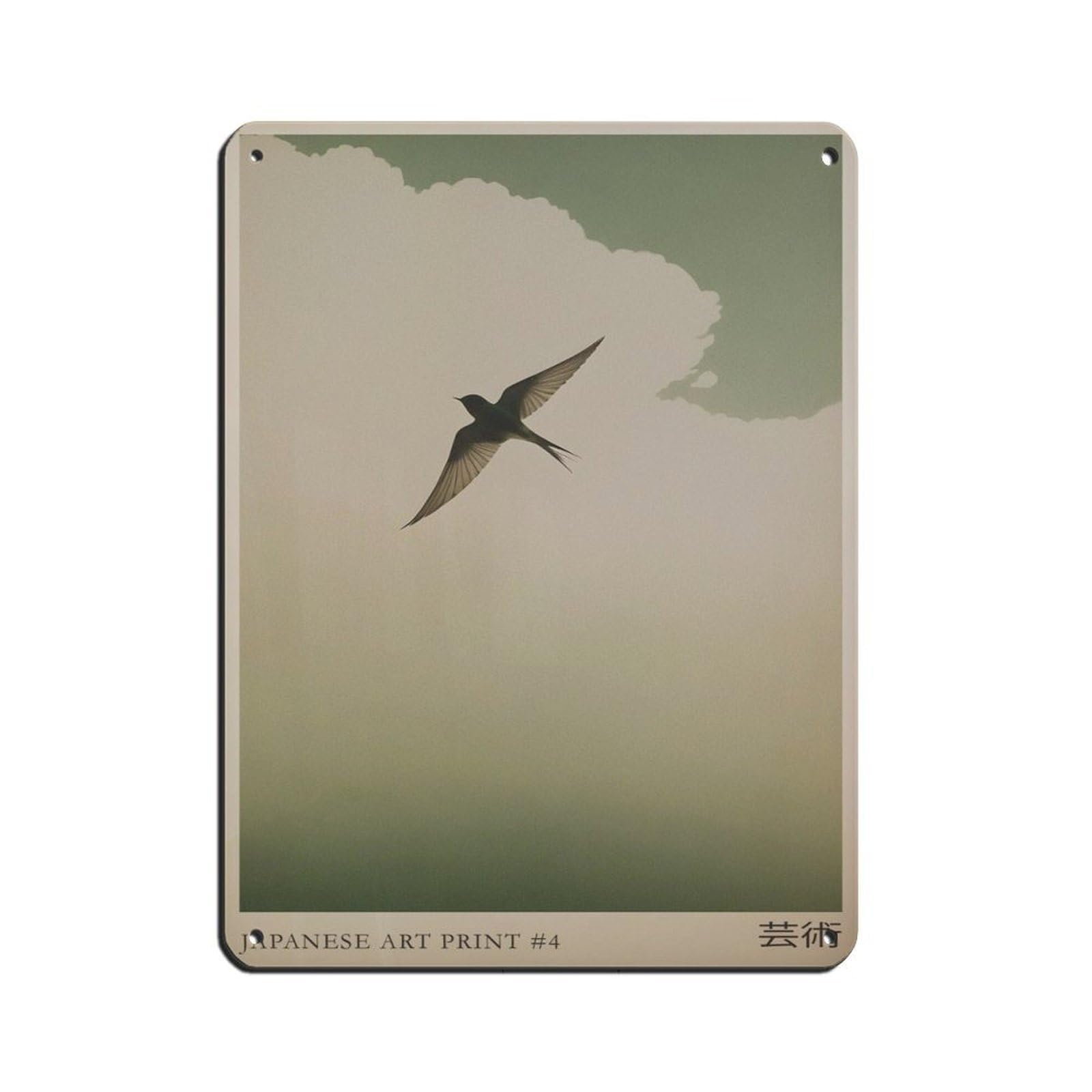 Japanese Swallow Art, Japanese Exhibition Poster Tin Sign Vintage Metal Pub Club Cafe Bar Home Wall Art Decoration Poster Retro 12x16inch(30x40cm)