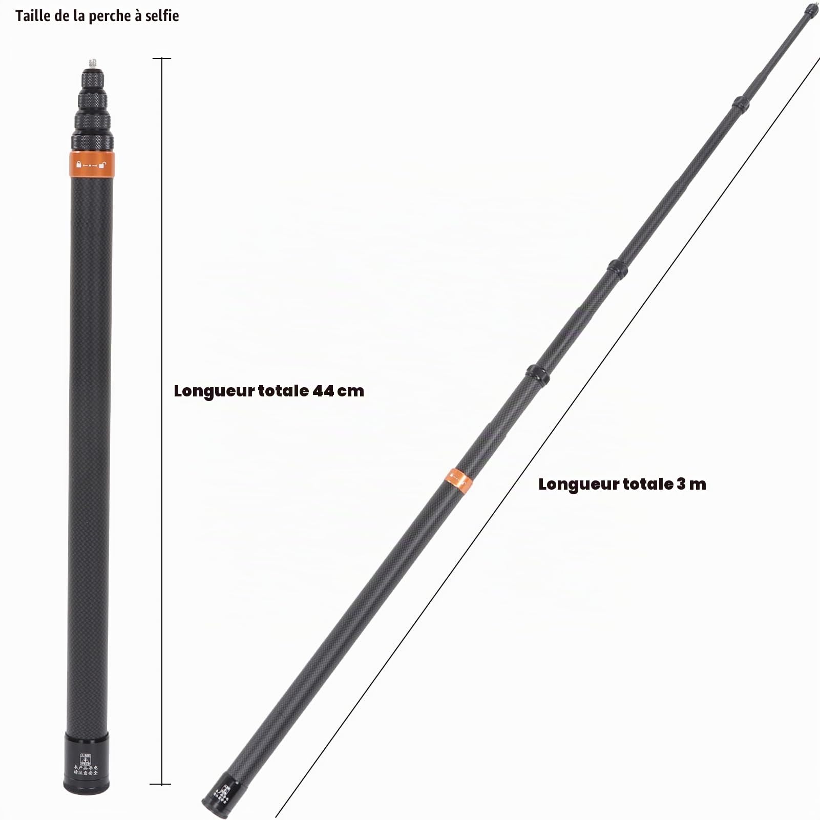 Perche à Selfie, pour caméra de Sport, Visser en Fibre de Carbone Panoramique télescopique pour X3 pour One RS pour GO 2 pour One X2