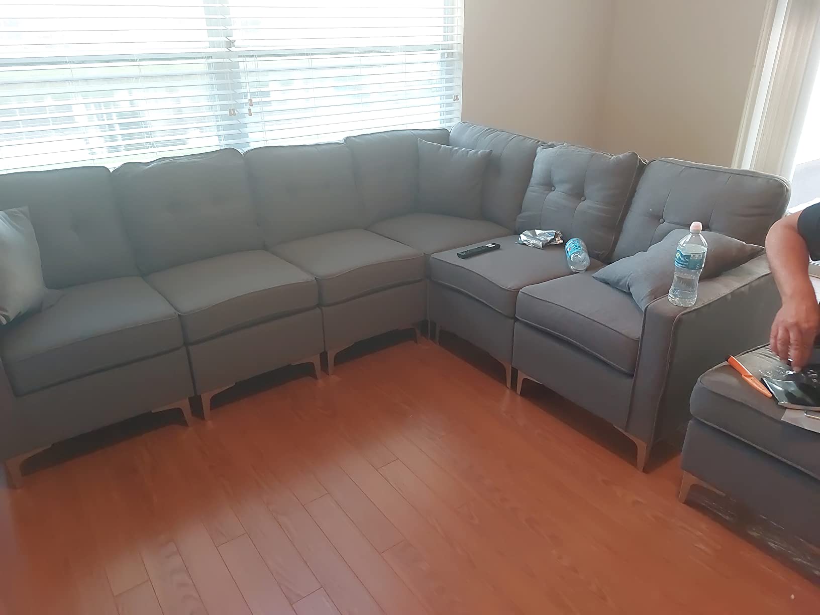 29/mo Finance YODOLLA Convertible Sectional Sofa Couch for Living