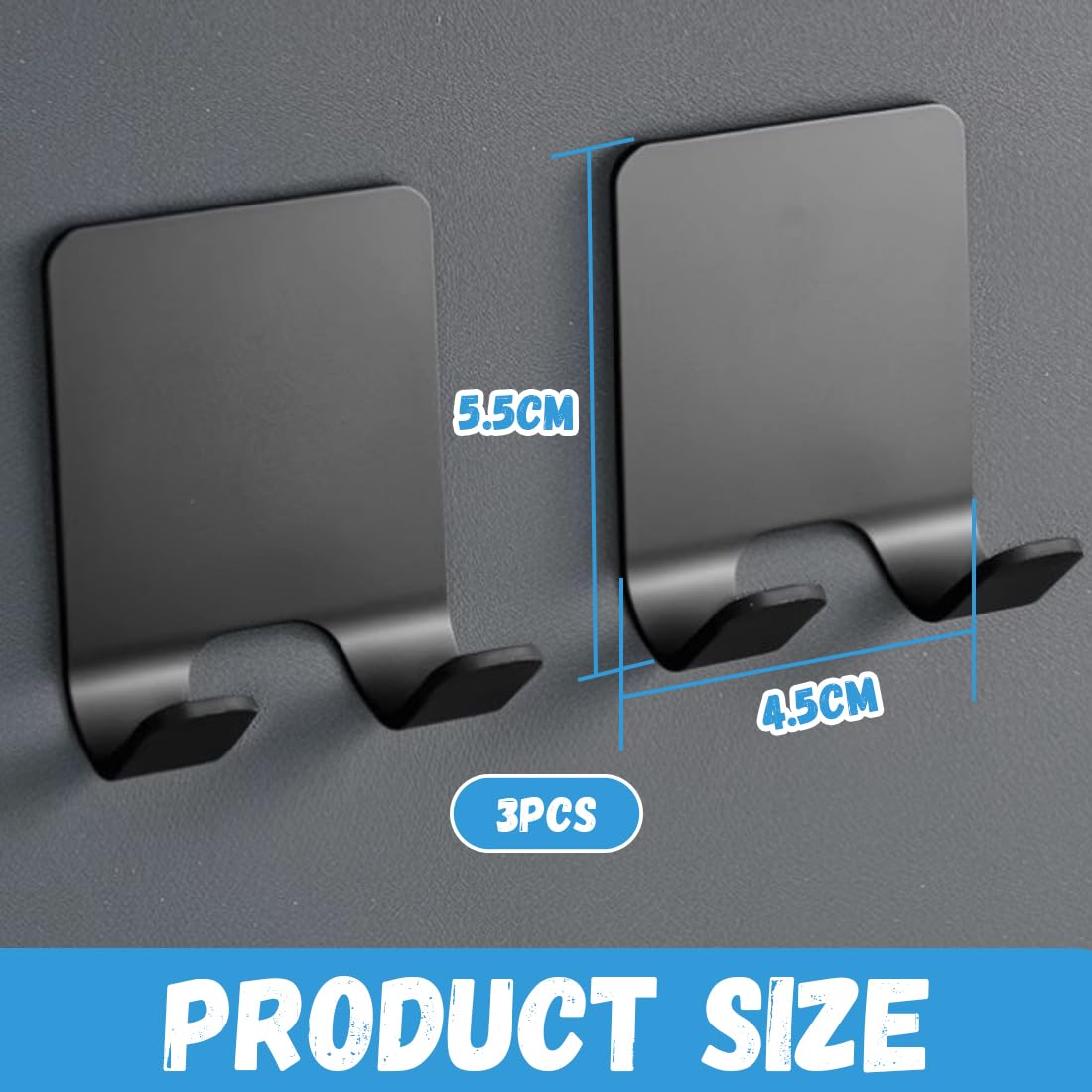 Porta Rasoio Doccia, Gancio Doccia, Supporto Rasoio, Ganci Porta Rasoio Autoadesivi, Ganci Adesivi, Shower Holder, Ganci Adesivi per Bagno Cucina Toilette Ufficio (3 Pezzi, Nero)
