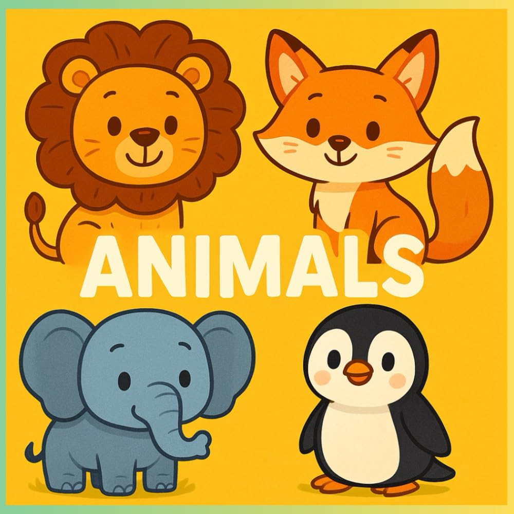 Animals — Cute Animal Picture Book for Kids: Colorful Cartoon Animals for Toddlers and Preschoolers | First Words | Early Learning Book