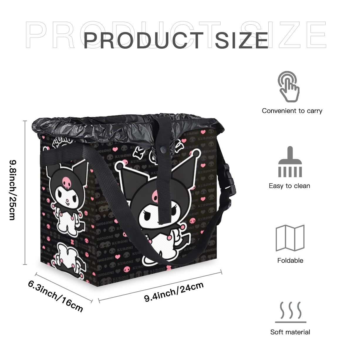 Amazon.co.jp: クロミ ちゃん 車用ゴミ箱 車載ごみ箱 吊り下げ 車用