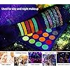Afflano Neon Makeup Palette Eyeshadow, Glow in the Dark Neon Eyeshadow Palette Highly Pigmented, Neon Party UV Blacklight Eye Shadow Pallet, Red Orange Pink Pressed Glitter Eyes Makeup Palette