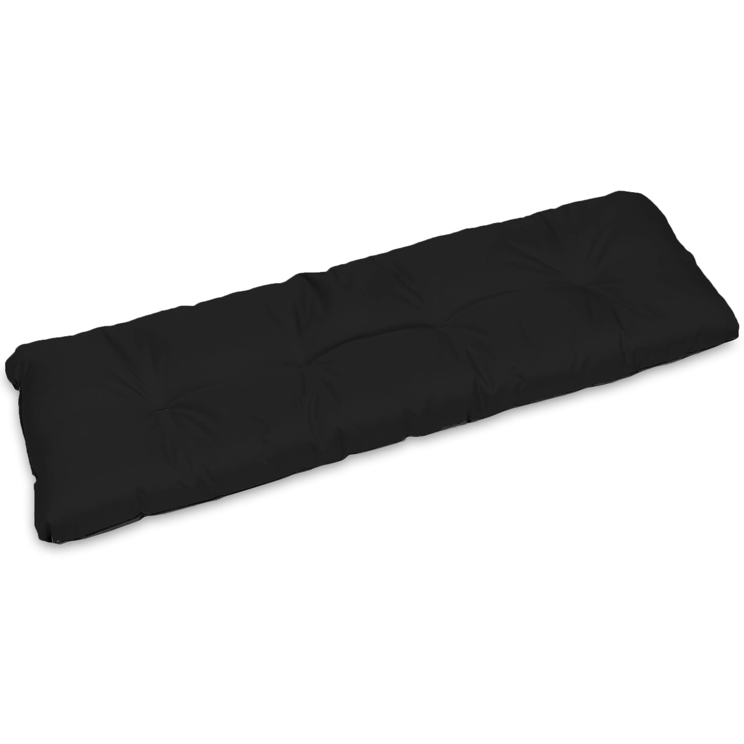 Superkissen24. Large Garden Bench Seat Cushion Seat Pad - 120x38x7 cm - Seat cover for Garden Bench, Garden Swing or Garden Sofa - Outdoor/Indoor Long Bench Pillow - Waterproof - Black