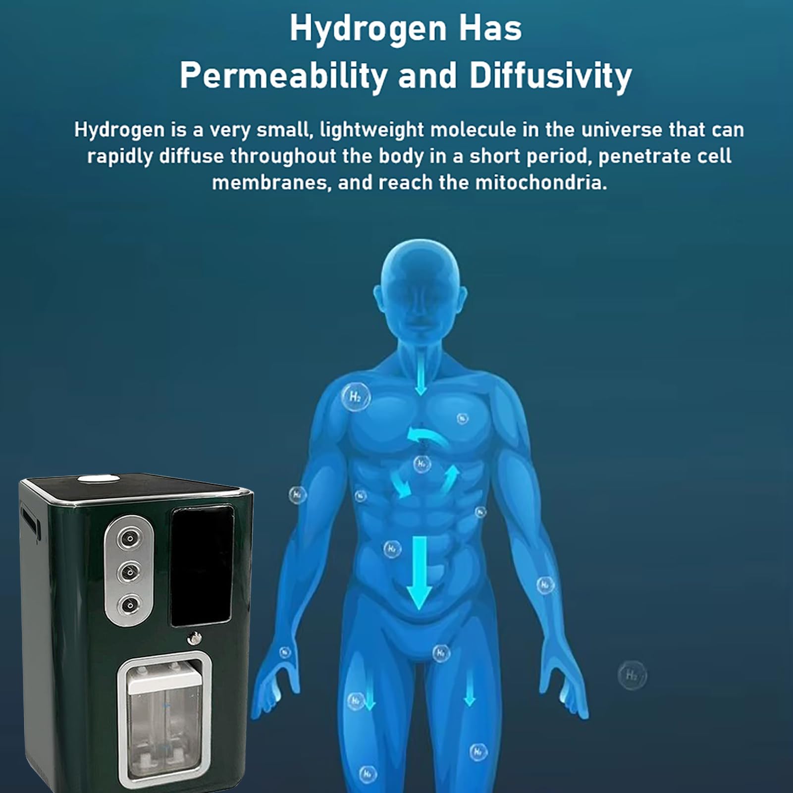 Urządzenie do terapii inhalacyjnej wodorem, przepływ 900-3000 ml/min, wodór o wysokiej czystości 99,99%, regulowany przepływ, 6-godzinny timer, 3 wyjścia 1200ml/min