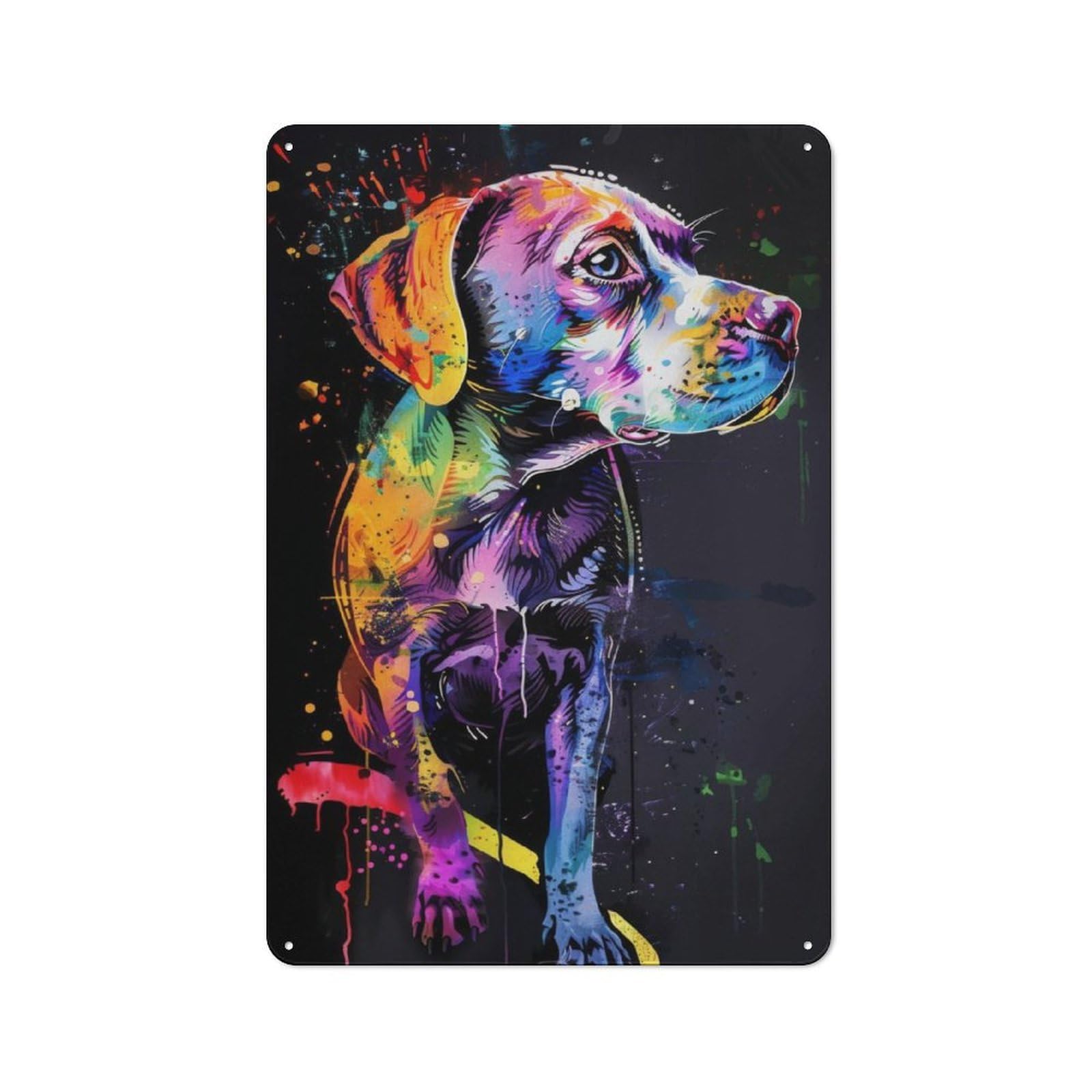 Junmoney Dog Popart Painting Tin Wall Plaque 30X20cm With For Guest Room Or Hallway, For Metal Sign Collectors, For Garage And Workshop Walls
