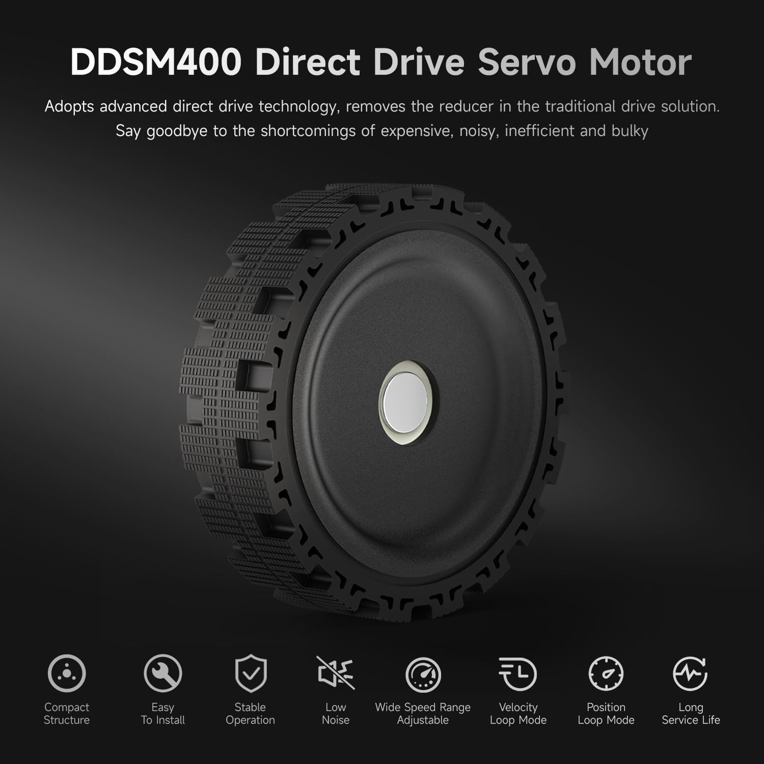 Waveshare DDSM400 Direct Drive Servo Motor, Wide Speed Range Adjustable, Low Noise, All-in-One Design, Hub Motor - Image 3