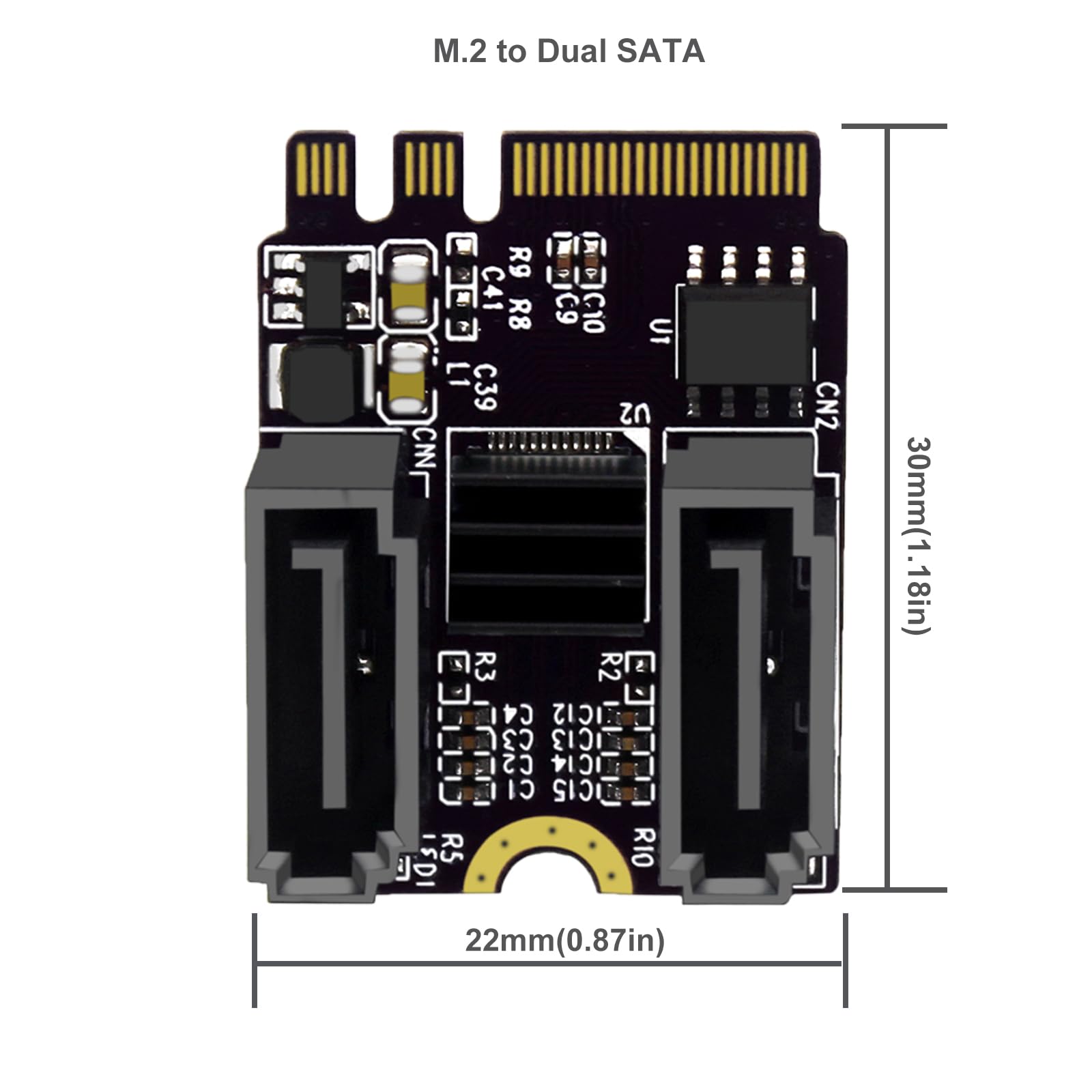 COMeap M.2 to SATA Adapter A+E Key to Dual Ports SATA 3.0