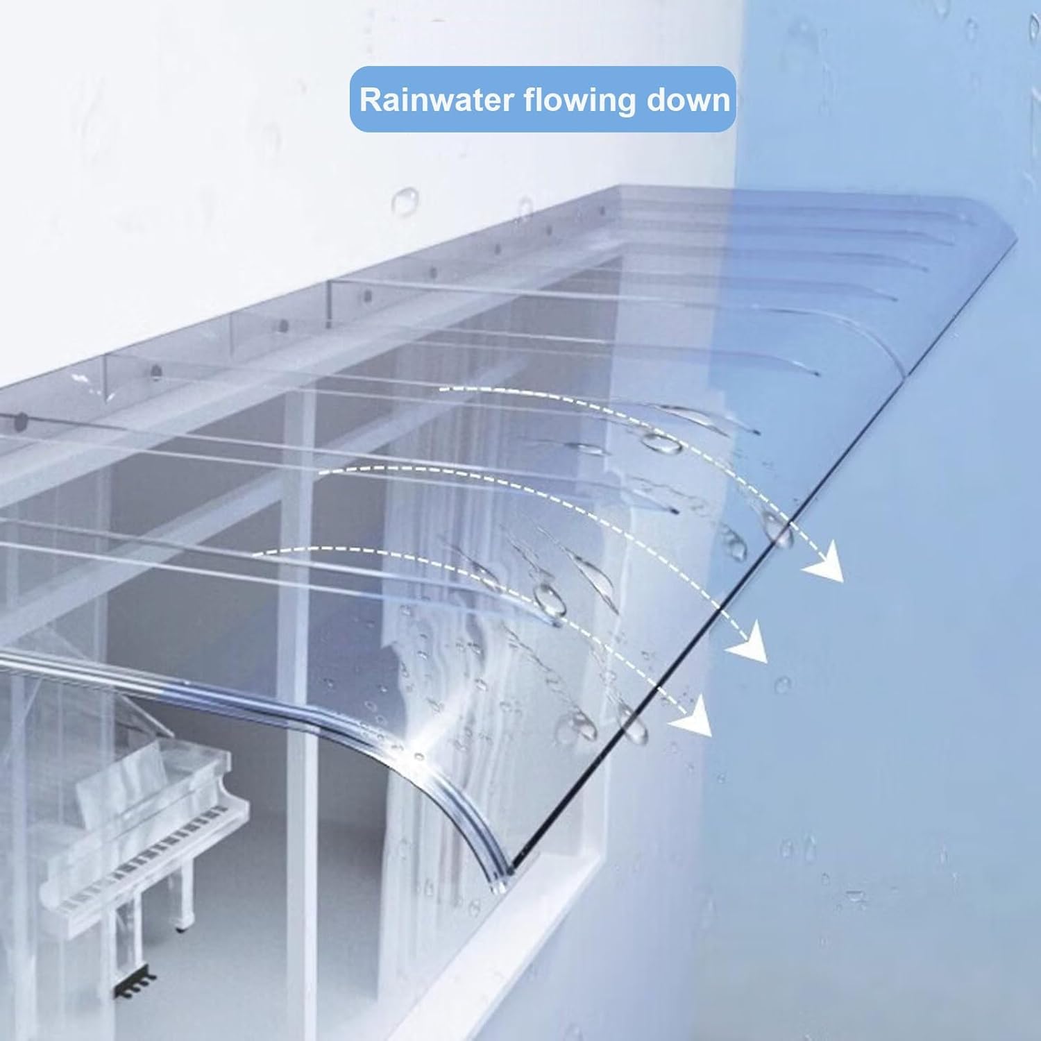 Window Awning Door Awning, Awning Canopy Front Door Outdoor Patio Outdoor Polycarbonate Cover, Sunshade，UV Protection and Rain Protection(Brown,50x100cm/19.6x39in)