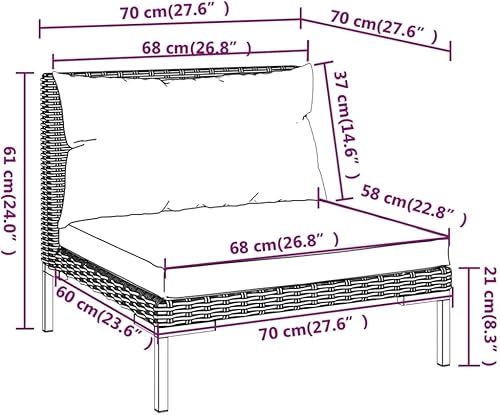 Miniatura 8 de Juego de 7 sillas de patio, sillas de porche, para jardines, piscinas, porches, balcones, cubiertas, patios traseros con cojines, ratán de