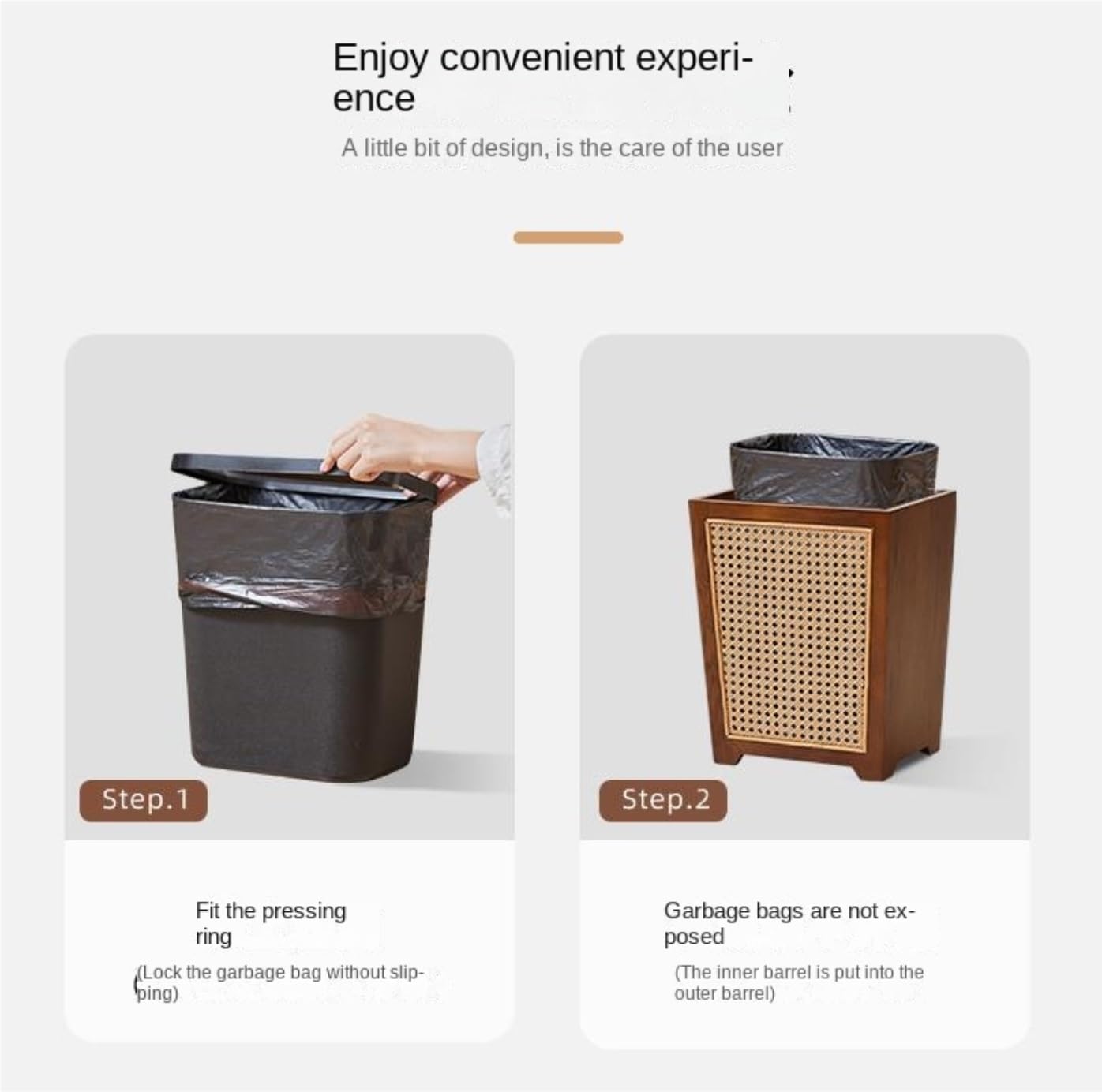 Cubo De La Basura Casa Cubo De Basura con Tapa Madera Ratán For Baño O Dormitorio, Cesta Grande For Papelera Reciclaje