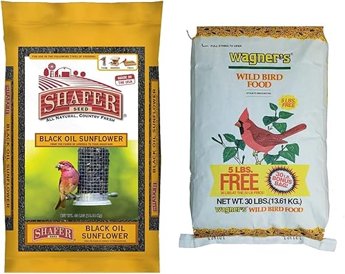 Shafer Seed 51041 - Bolsa de 40 libras, aceite negro, girasol, alimento para pájaros silvestres y alimento para pájaros silvestres Wagner's 13010,