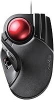 Vista 1 de ELECOM Ratón de trackball enorme, con cable, accionado con los dedos, función de 8 botones, reposamanos adjunto, ventana de bola roja lisa de 2.047