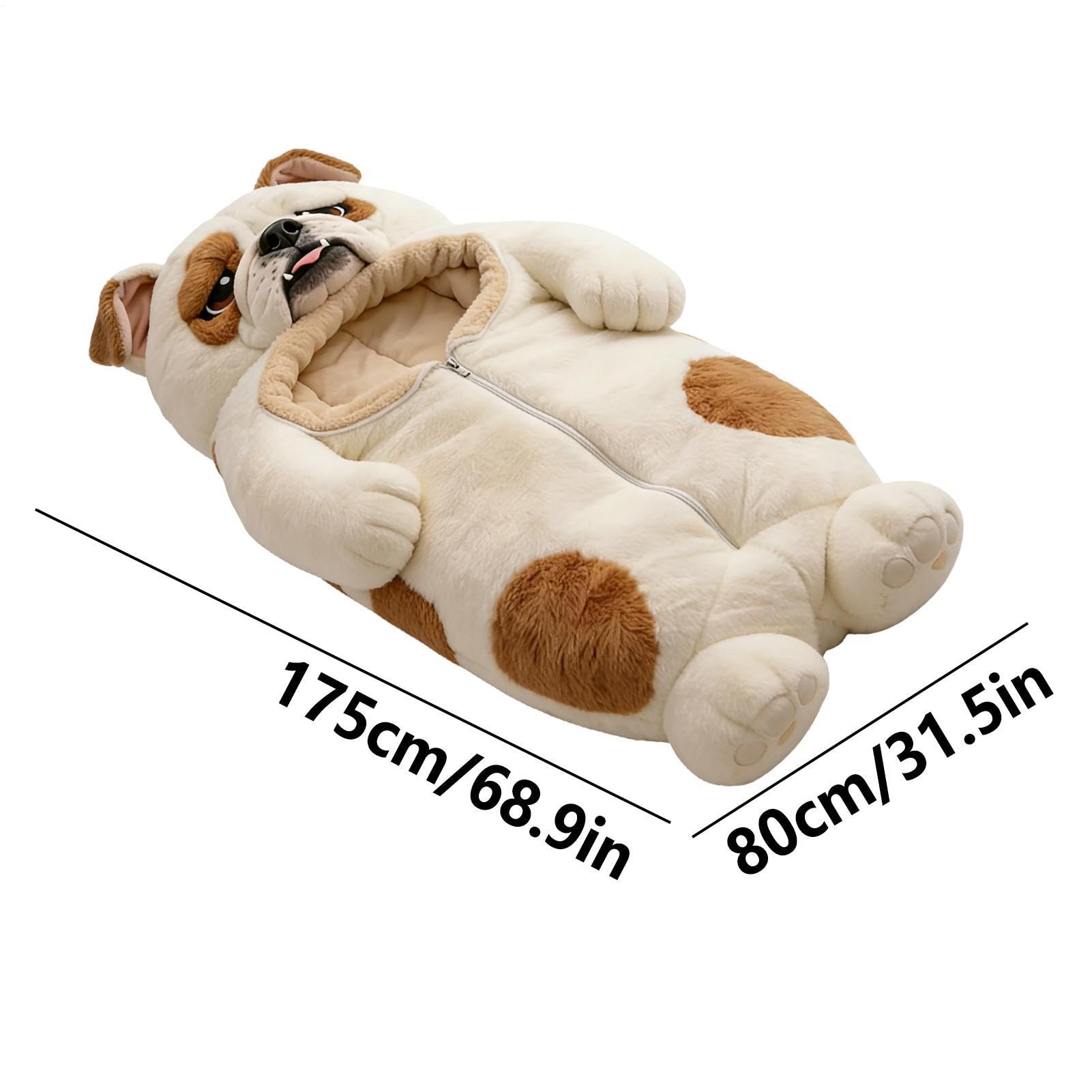 Dog Sleeping Bag For Humans | Adorable Dogs Envelope Sleeping Bag | Adults Soft Plush Animal Mattress, Warm Comfortable Lounging Blanket For Women Men, Home, Camping, Sleepovers — view 5