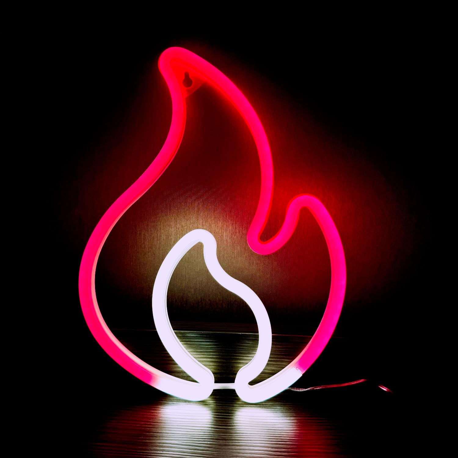 HFHungkeong Flame LED Neon Light Sign Handmade Lamp for Wall Room Party Home Bar Art Christmas Bedroom Table Wedding Party Desktop Decoration Teen Kids Birthday Gift USB or 3 AA Powered