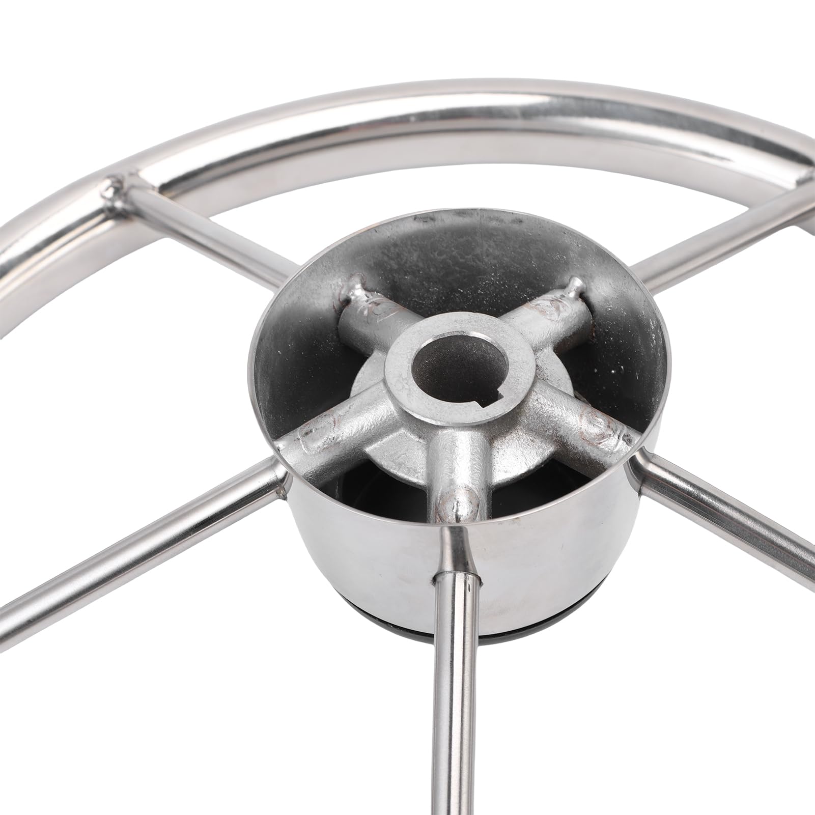 Acouto Volant de Bateau en Acier Inoxydable à 5 Rayons de 13-/2 Pouces, Volant Marin à la Mode pour Yacht, Hors-bord, Ponton à Partir de 304, la de Bateau en Acier Inoxydable à 5 Rayons