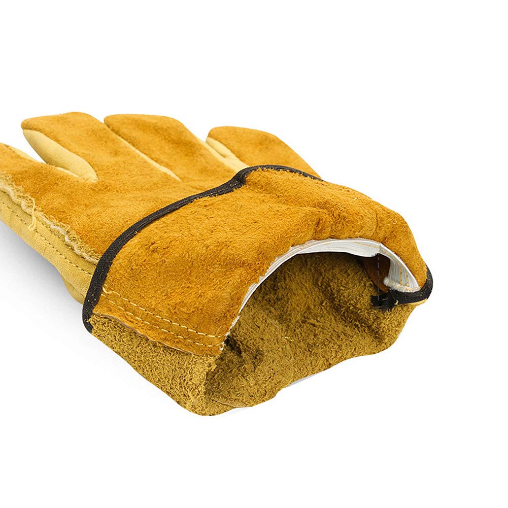 Para soldadores/Guantes de barbacoa/soldadura, HEELPPO Guantes de Cuero for Hombres Guantes de Soldadura Guantes de Apicultura Guantes de jardinería Hechos de Piel de Vacuno Perforación y Corte Adecua