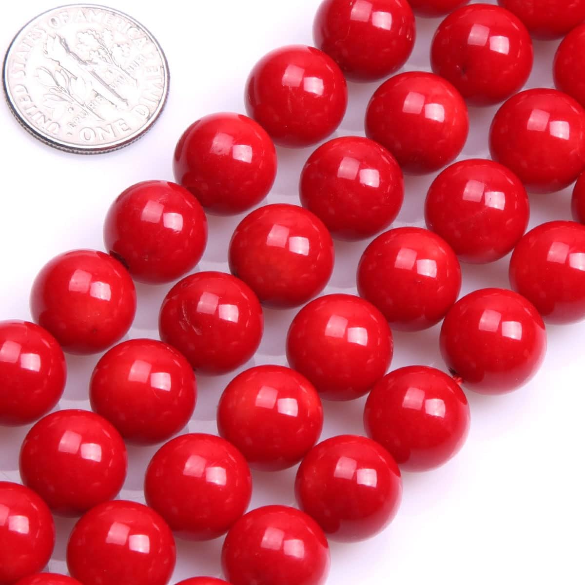 JOE FOREMAN 11mm Red Coral Round Beads for Jewelry Making Strand 15" Natural Stone Semi Precious Gemstone DIY Handmade Craft Supplies