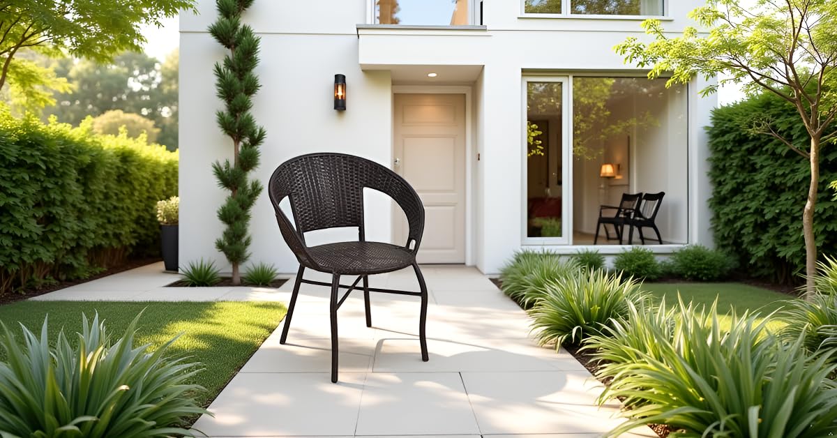 Single Chair Beautiful Patio Furniture Set for Outdoor/Indoor Furniture for Garden Balcony Office & Restaurant Party Hall for Home Decoration (Black)-image-42