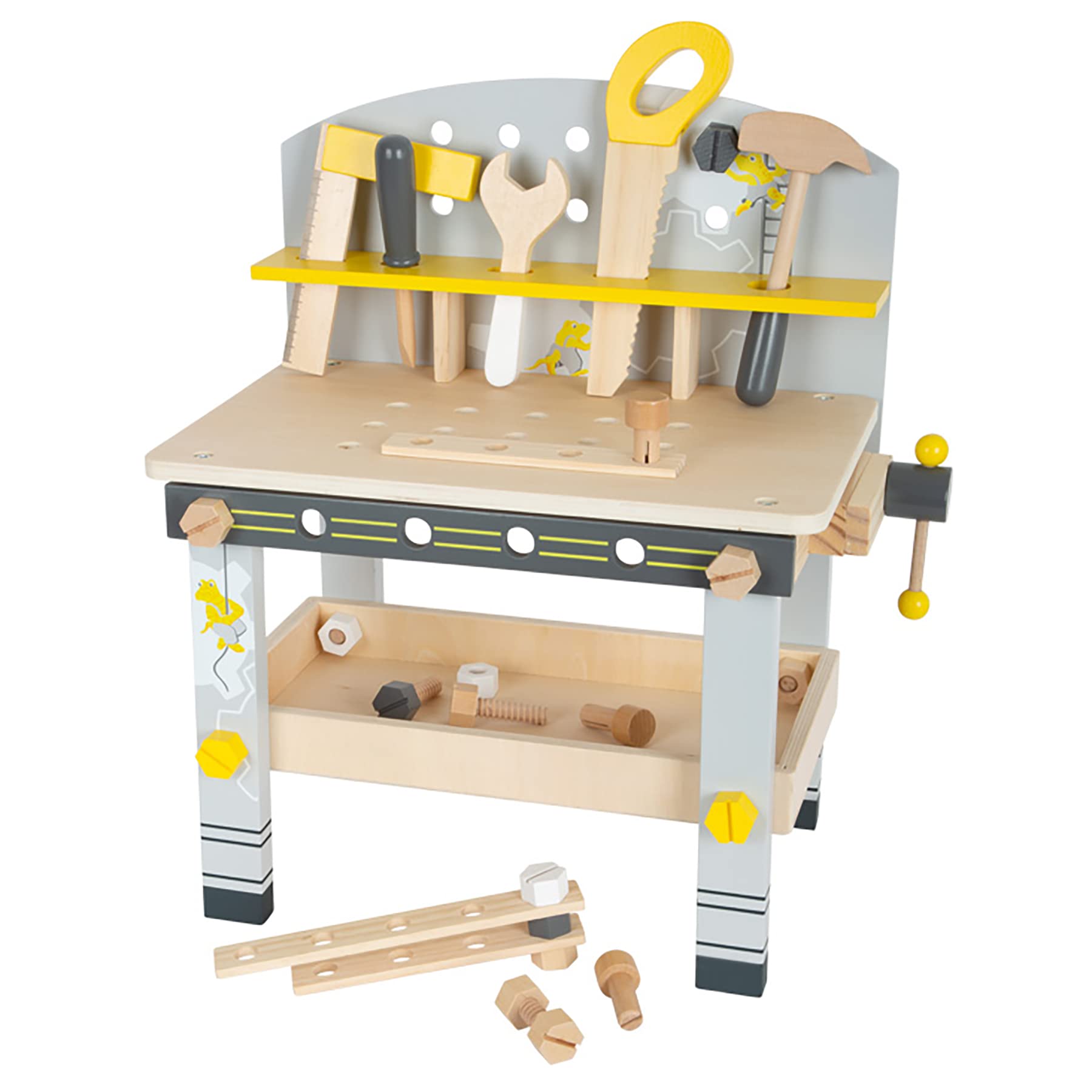 Small Foot Etabli Miniwob Compact en Bois, avec de Nombreux Accessoires et Jeu de vis, pour Enfants 3 +, 11805