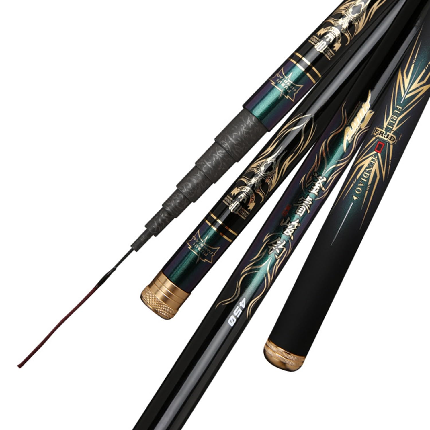 HUSHDML Telescopic Carbon Fibre Fishing Rod 2.7m–7.2m Ultra-Lightweight and Ultra-Strong Chinese fishing rod, Suitable for Carp Fishing in Lakes, Reservoirs, Rivers and Ponds(19 tone,3.6m)