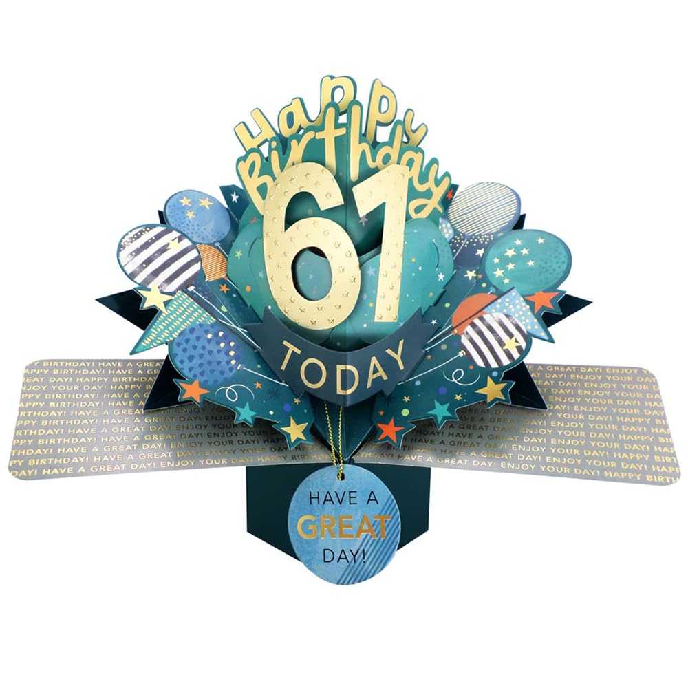 61 Today Happy 61st Birthday Pop-Up Greeting Card Love Kate's Pop Up Cards Him Design POP237MC61 — image 1