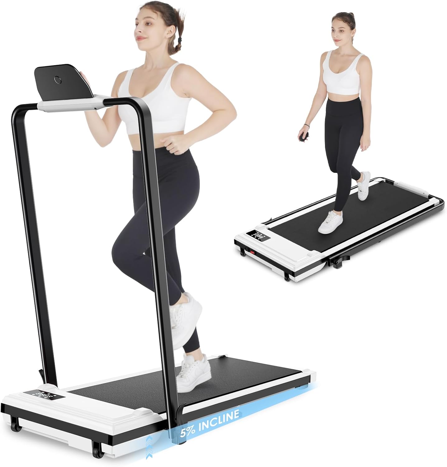ANCHEER Treadmill with Handles & 12% Incline - 2s Foldable/Max 320 lb Capacity Walking Pad - Portable Folding Treadmills for Home, Gym, or Office with LED Screen and Remote Control