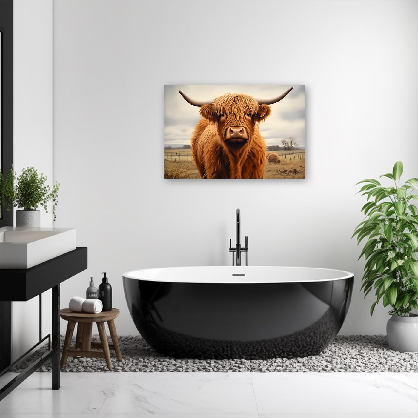 Stampa Artistica Da Parete Su Tela Di Mucca Delle Highland Mucca