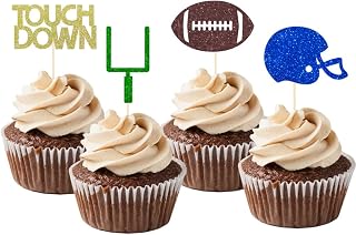 24 Pieces football Theme Glitter Cupcake Topper Cake Picks Decoration for Baby Shower Birthday Party Favors,Super Bowl Sunday Party Supplies with Touchdown, Football and Field Goal