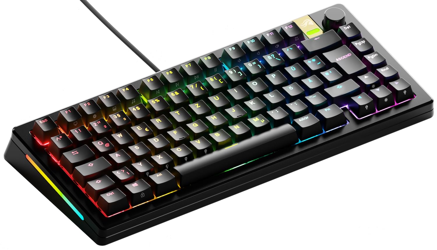 GLORIOUS GMMK 3 PRO HE 75% Anpassbare Tastatur w/Knob, ISO (Schwarz) | Rapid Trigger, Hall-Effekt, 8K-Abrufrate, Modulares Aluminiumgehäuse, Dichtungssystem, Hot-Swap für MX- & HE-Schalter, Gamer
