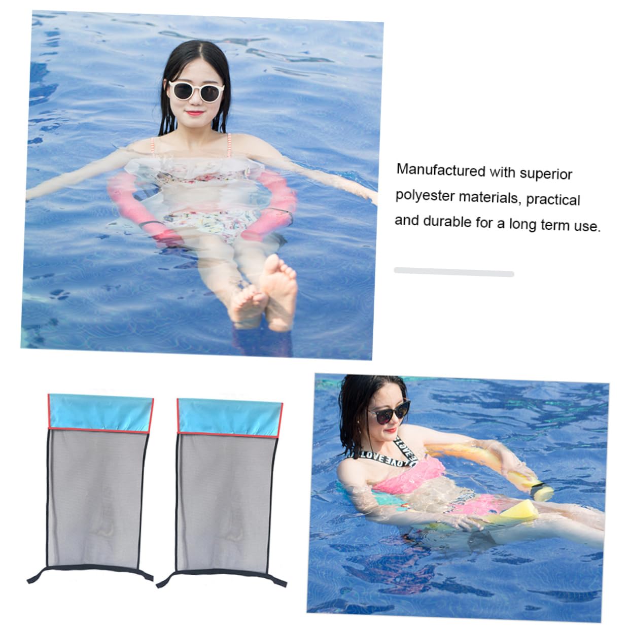 HAKIDZEL 2pcs Floating Stick Nets for Swimming Chairs Ergonomic Design Pool Accessories for Boy Girl and Adults Comfortable and Supportive for Pool Beach and Lake Use